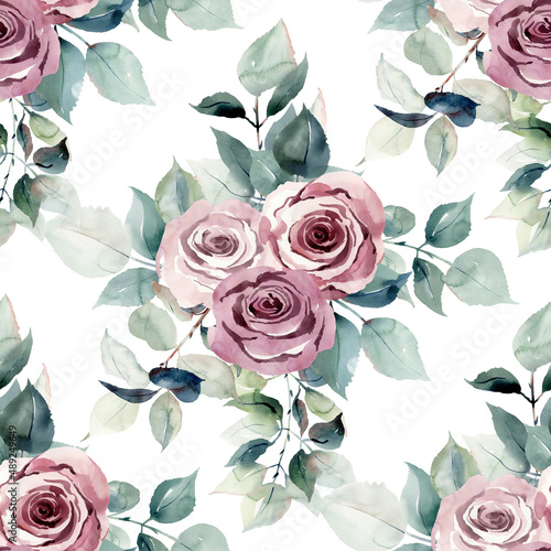 watercolor pattern of roses