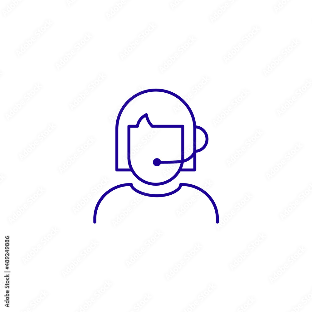 Support call center customer line icon. Callcenter operator headset agent Support call center customer line icon. Callcenter operator headset agent