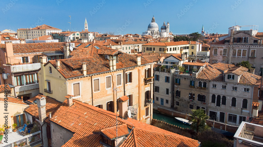 Panorama of Venice Italy aerial view 