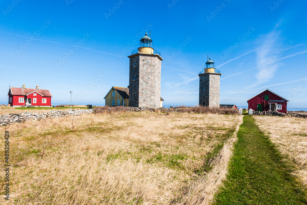 Old historic lighthouses at Swedish west coast