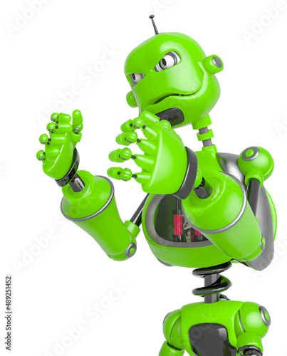 funny robot cartoon is a deffender in boxer pose photo