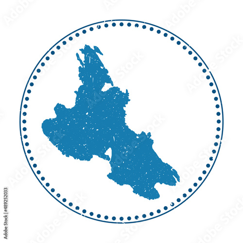 Krk sticker. Travel rubber stamp with a map of the island, vector illustration. Can be used as an insignia, logotype, label, sticker, or badge of Krk.