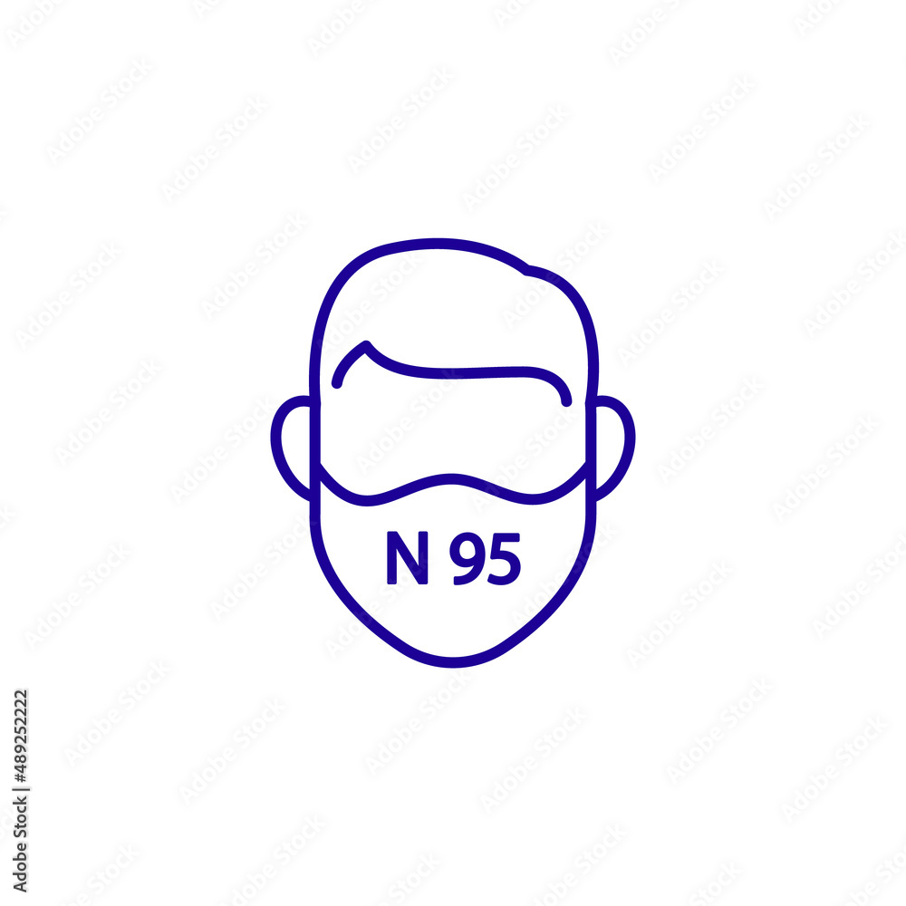 Mask kn95 face respirator line icon. Man corona medical safety Mask kn95 face respirator line icon. Man corona medical safety