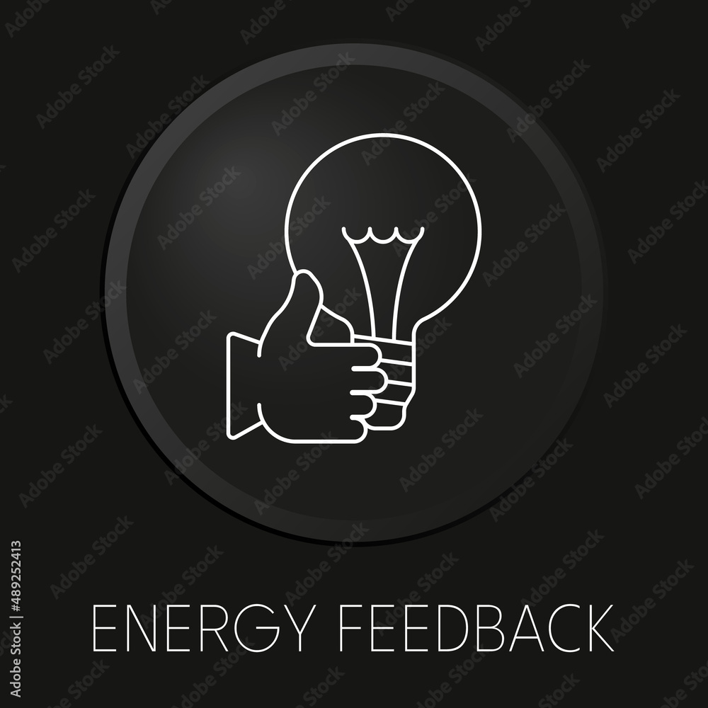 Energy feedback vector line icon on 3D button isolated on black background. Premium Vector. Energy feedback vector line icon on 3D button isolated on black background. Premium Vector.