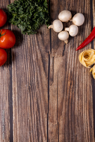 vegetables on wooden table