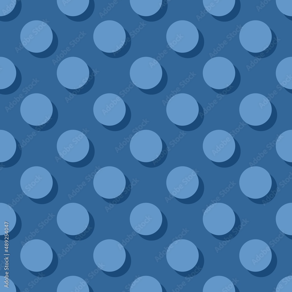 Tile vector pattern with pastel polka dots on dark blue background