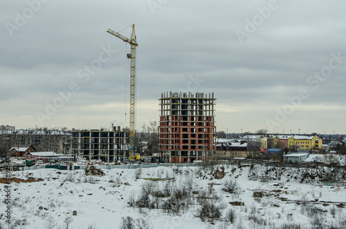 tower crane on the construction of a large house