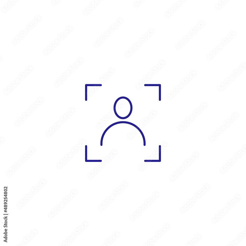 Recognition face camera line icon. Identify biometric verification Recognition face camera line icon. Identify biometric verification
