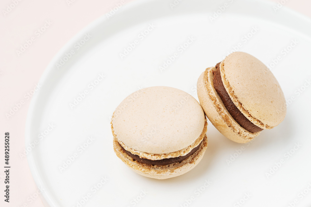 Coffee macaroons served on plate Coffee macaroons served on plate