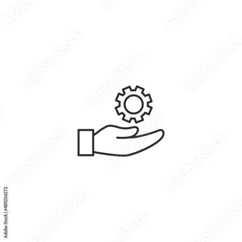 Technical support manual tool line icon. Help data software