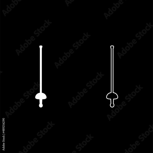Rapier epee saber fencing sword old cold weaponry melee weapon for sport or duel silhouette set icon white color vector illustration image solid fill outline contour line thin flat style