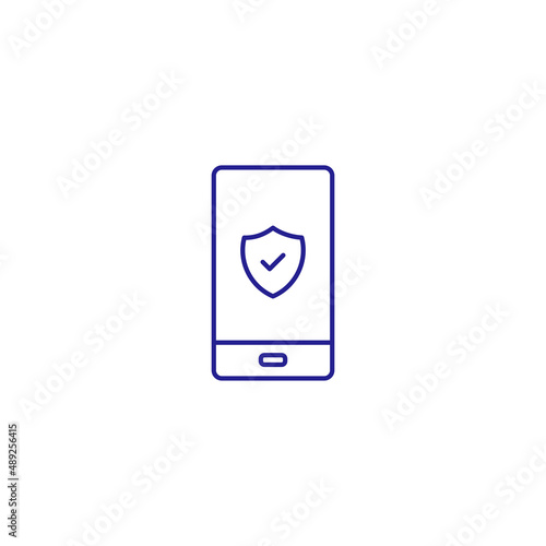 Phone data encryption privacy line icon. Password security technology