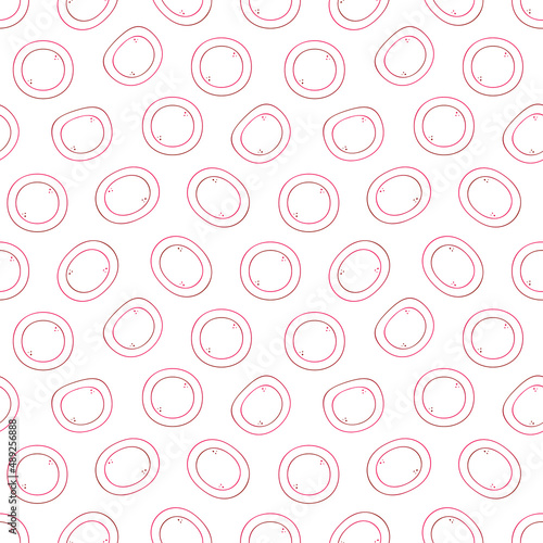Simple outlined red blood cells, erythrocytes vector seamless pattern background for blood donation, medical and healthcare design.
