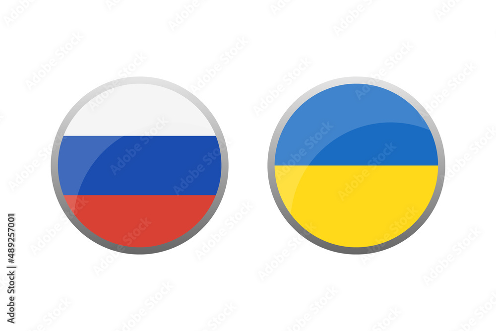 Russian and Ukrainian flags. Vector round icons with flags isolated on white background.
Russian and Ukrainian flags. Vector round icons with flags isolated on white background.