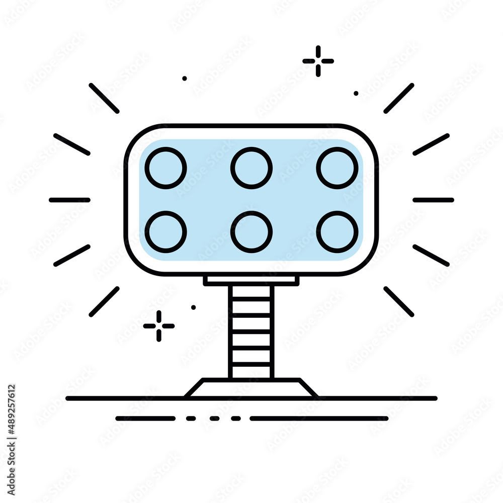Isolated flat design stadium light equipment icon Vector Isolated flat design stadium light equipment icon Vector