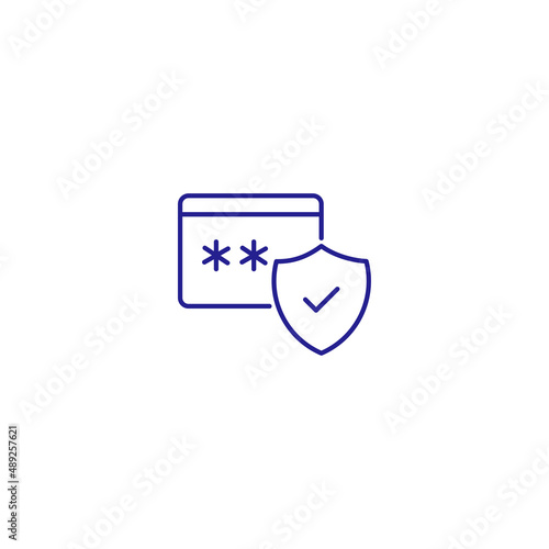 Fraud account card bank protection line icon. Online shopping finance security