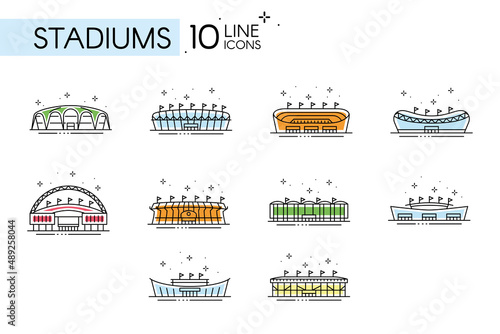Set of different stadium icons side view Vector