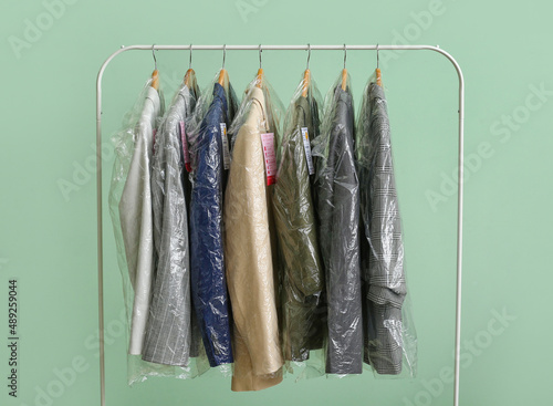 Rack with clean jackets in ...