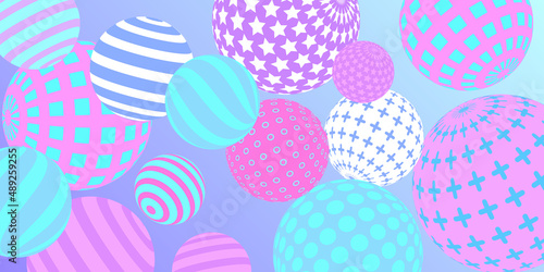 Retro 3d illustration abstract balls, great design for any purposes. Modern poster for cover design. Vector modern banner. Background wall design.