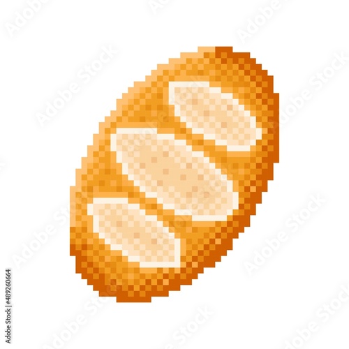 Breakfast is bread pixel art. Vector pixel art. Bakery picture.