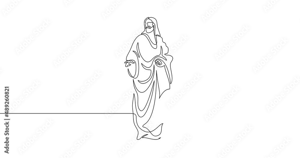 Animation of an image drawn with a continuous line. Jesus Christ. Animation of an image drawn with a continuous line. Jesus Christ.