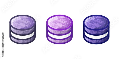 Purple Macaroons icon set. Vector illustration. Hand-drawn macaron, purple and white chalk on the white background.