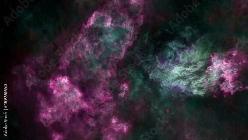 Pink and green Large Magellanic Cloud galaxy