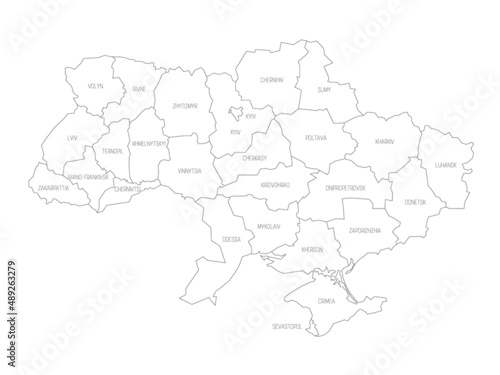 Ukraine - administrative map of oblasts