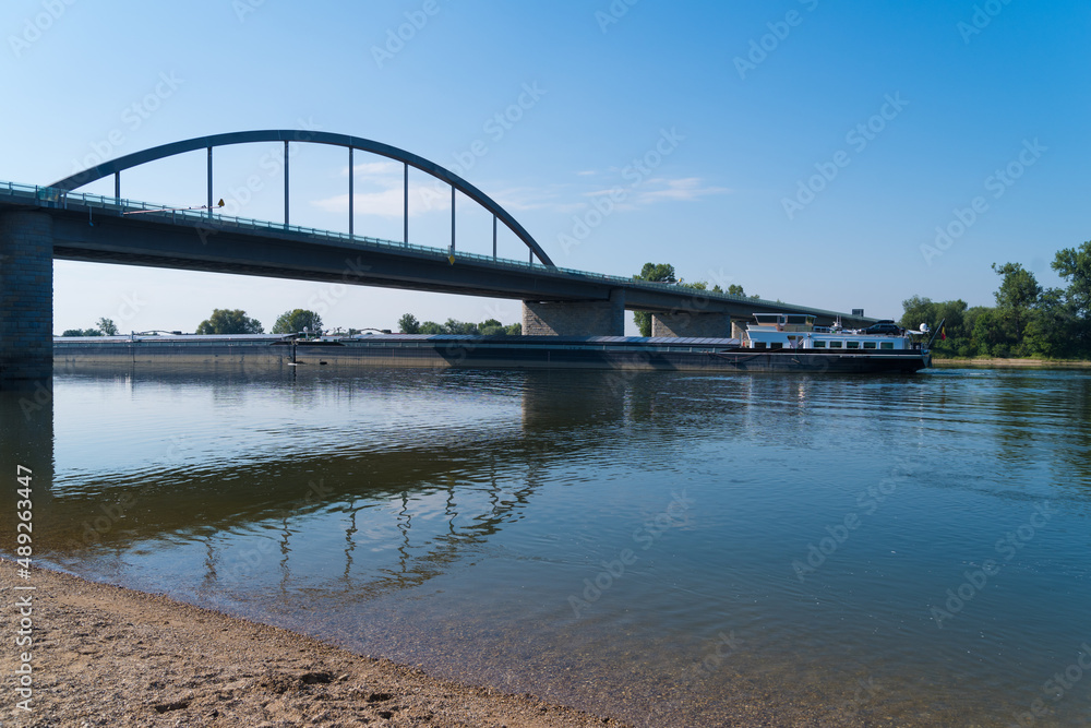 Fototapeta premium cargo ship on Donau river