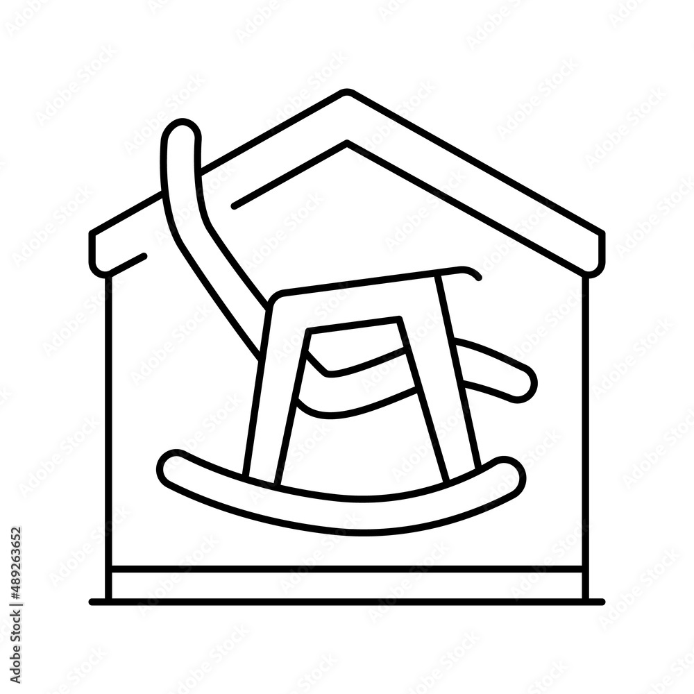 rocking chair in house line icon vector illustration
