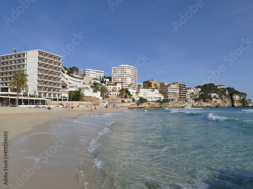 Beach and apartment houses at Cala Mayor, Mallorca, Balearic Islands, Spain © Guenter