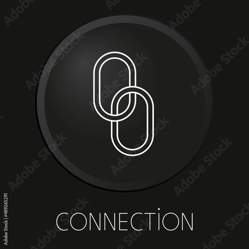 Connection vector line icon on 3D button isolated on black background. Premium Vector.