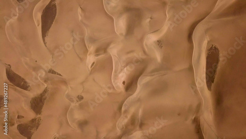 Aerial drone view of Maspalomas sand dunes, Gran Canaria Spain 