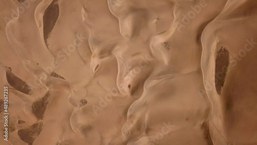 Aerial drone view of Maspalomas sand dunes, Gran Canaria Spain 