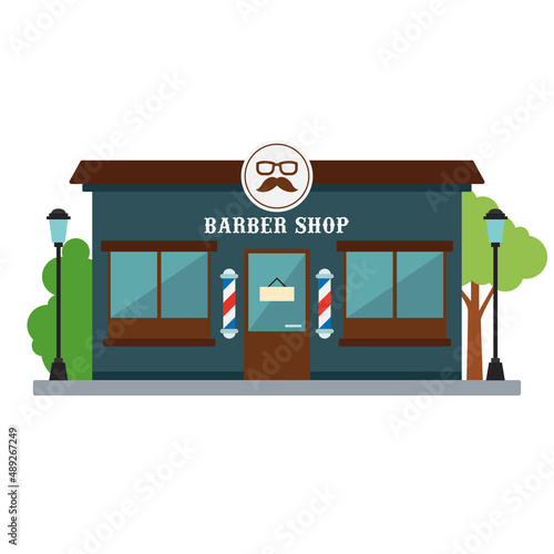 Isolated front view baber shop building Vector