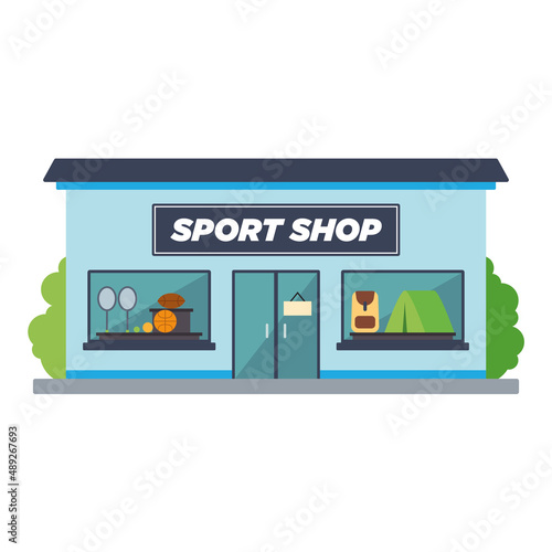 Isolated front view sport shop building Vector