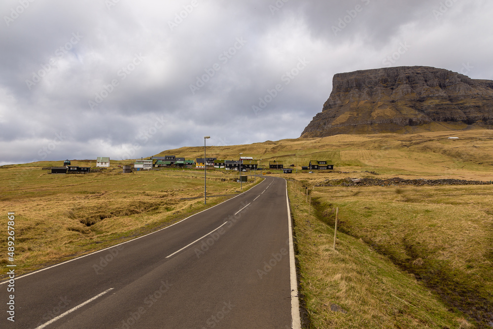 View of the Gasadalur on Vagar island. Faroe Island.