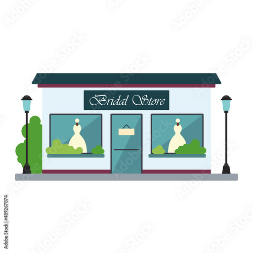 Isolated front view bridal store building Vector