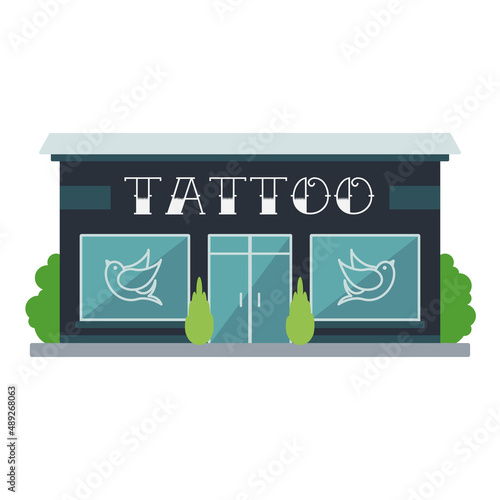 Isolated front view tattoo building Vector