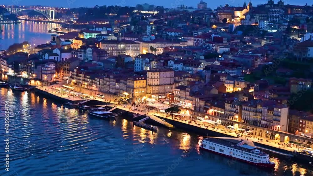 Stunning view of Oporto, Portugal and the Douro River in the evening Stunning view of Oporto, Portugal and the Douro River in the evening