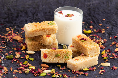Milkcake Kalakand Burfi Or Alwar Ka Mawa Barfi Mithai Is Made Of Khoya Mawa Malai Badam Khoa Ghee Mava Badaam Kaju Pista Is Enjoyed On Deepawali, Dussehra, Navaratri, Rakshabandhan, Rakhi Janmasthami