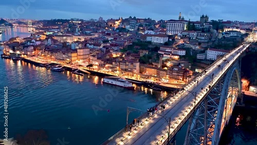 Wallpaper Mural Beautiful view of Oporto, Portugal and the Luis I Bridge taken in the evening Torontodigital.ca
