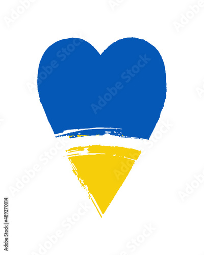 Heart with Ukraine flag. Support Ukraine sign. Heart icon with colors of Ukrainian flag. War in Ukraine concept.