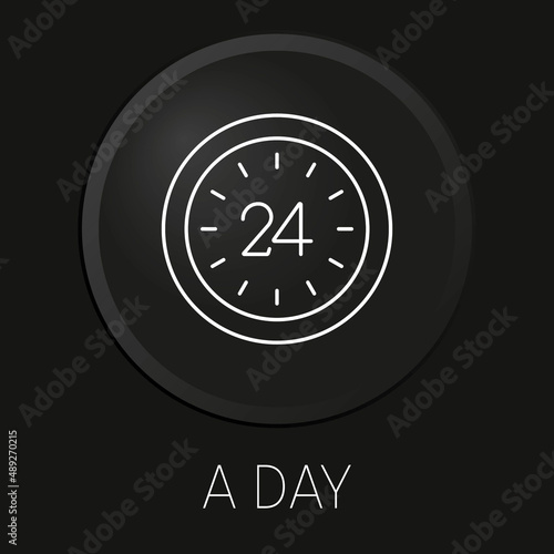 Day vector line icon on 3D button isolated on black background. Premium Vector.