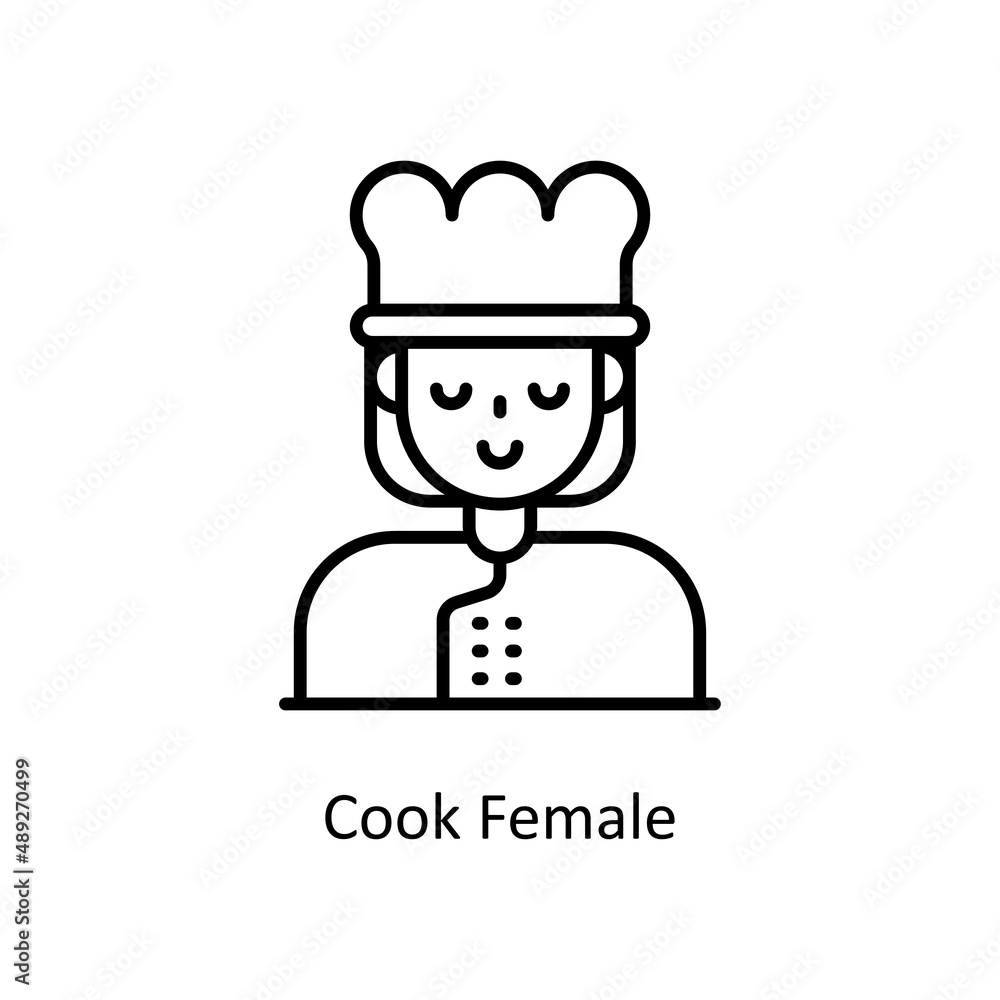 Cook Female vector outline icon for web isolated on white background EPS 10 file Cook Female vector outline icon for web isolated on white background EPS 10 file