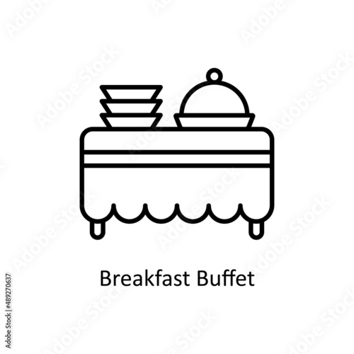 Breakfast Buffet vector outline icon for web isolated on white background EPS 10 file