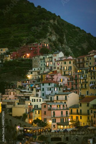 Close up of italian village Manarola in the evening. © Alican
