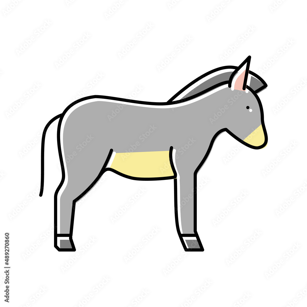 donkey domestic animal color icon vector illustration