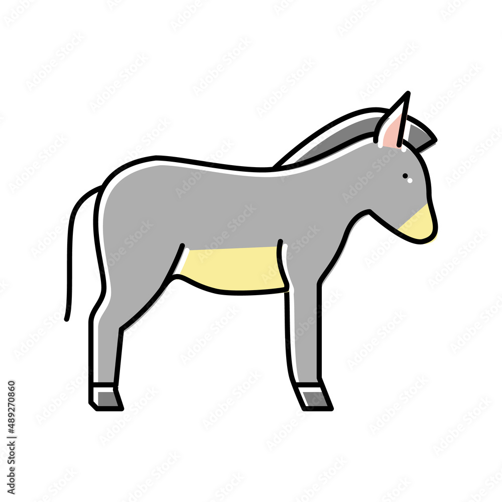 Obraz premium donkey domestic animal color icon vector illustration