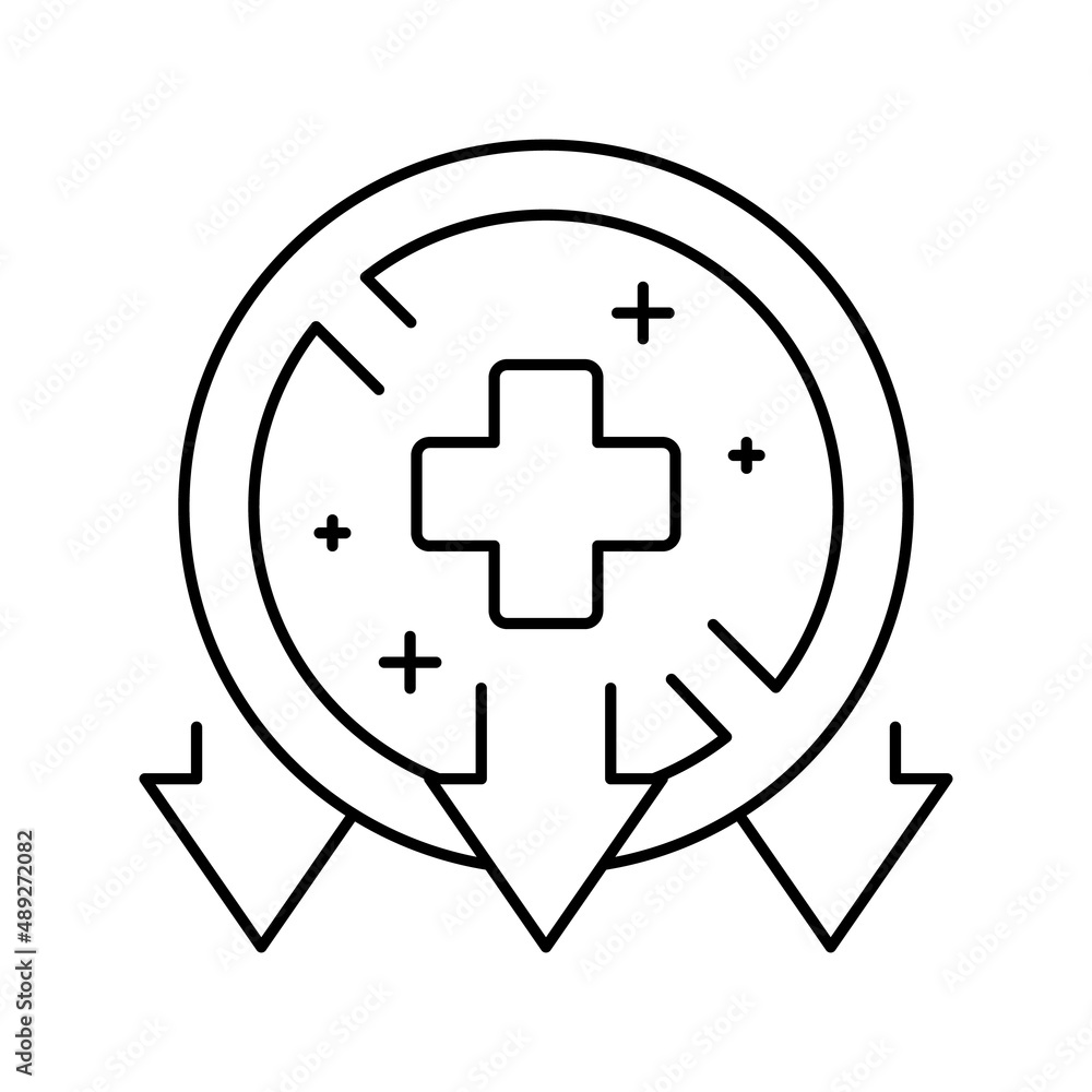 Fototapeta premium illness, poverty problem line icon vector illustration